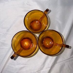 3 MCM Vintage Amber Glass Tea/Punch Cups